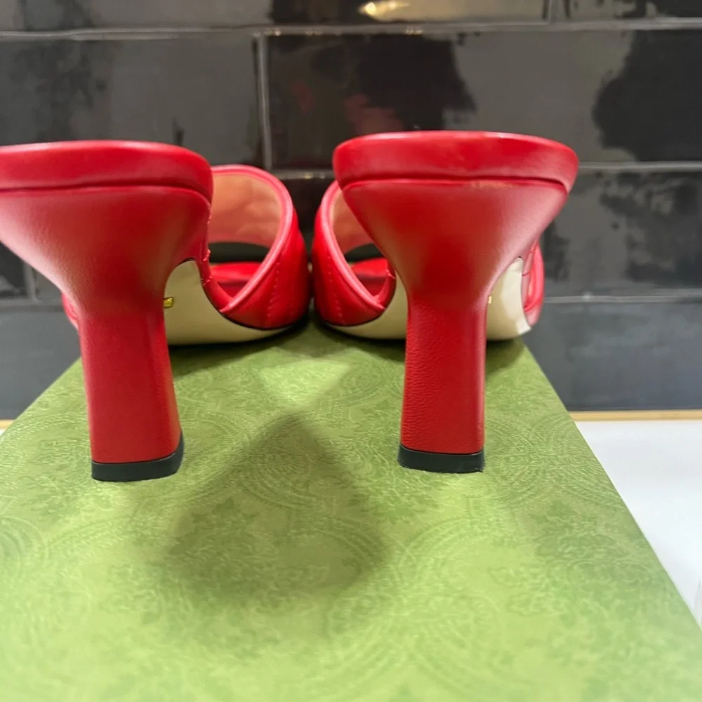 Gucci 85mm Double G leather mules, size 37.5 - Picture 5 of 11